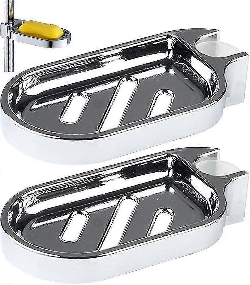 Set of 2 Shower Soap Dishes, Suitable for Various Bar Soaps, 25mm Design, Silver Finish