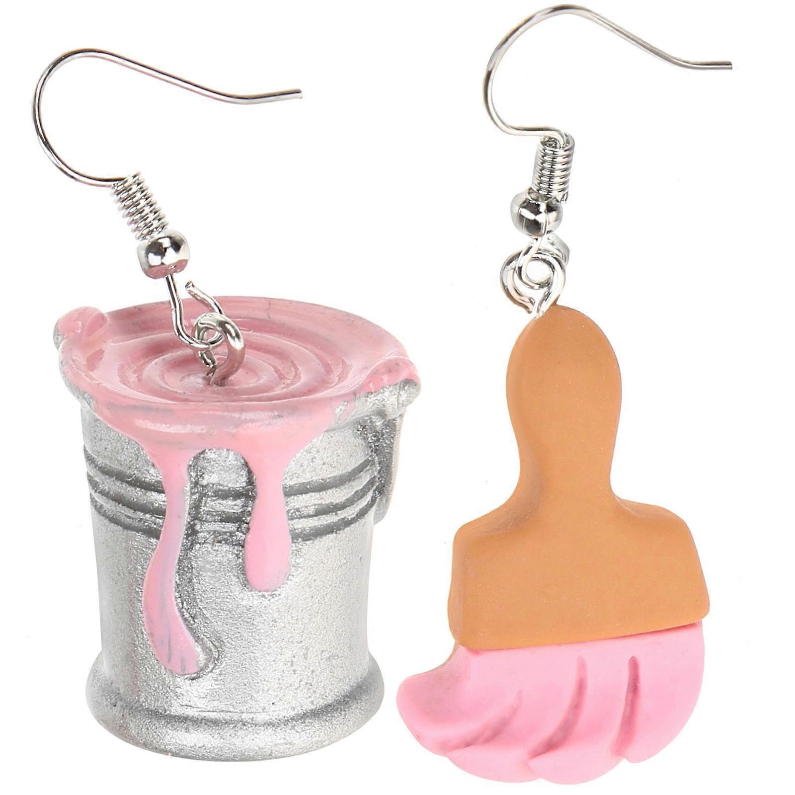 Here's a refined and engaging product description for your **Creative Paint Bucket Earrings**:
✨ **Asymmetrical Resin Art Earrings Handmade Paint