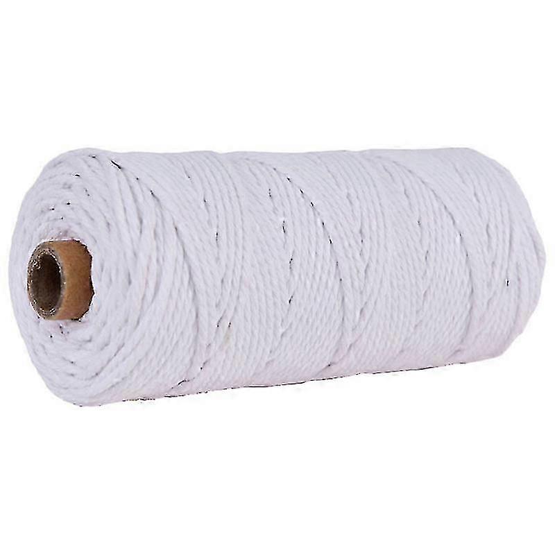 3MM 100M Macrame Cord, 4-Strand Twisted Cotton String Natural Cord Rope Suitable for Crafting and Decorations (White)