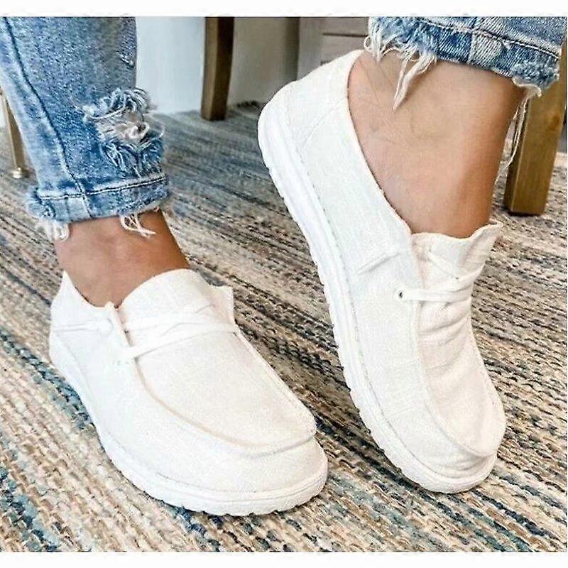 Summer Fashion Women's Casual Canvas Lace-up Loafers Flat-bottom Lace-up Outdoor Solid Color Shoes