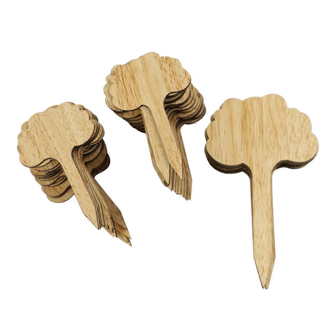 Wooden Plant Labels Set with 50 Garden Markers for Decoration and Identification, 9.9x6cm Size, Eco-Friendly Material