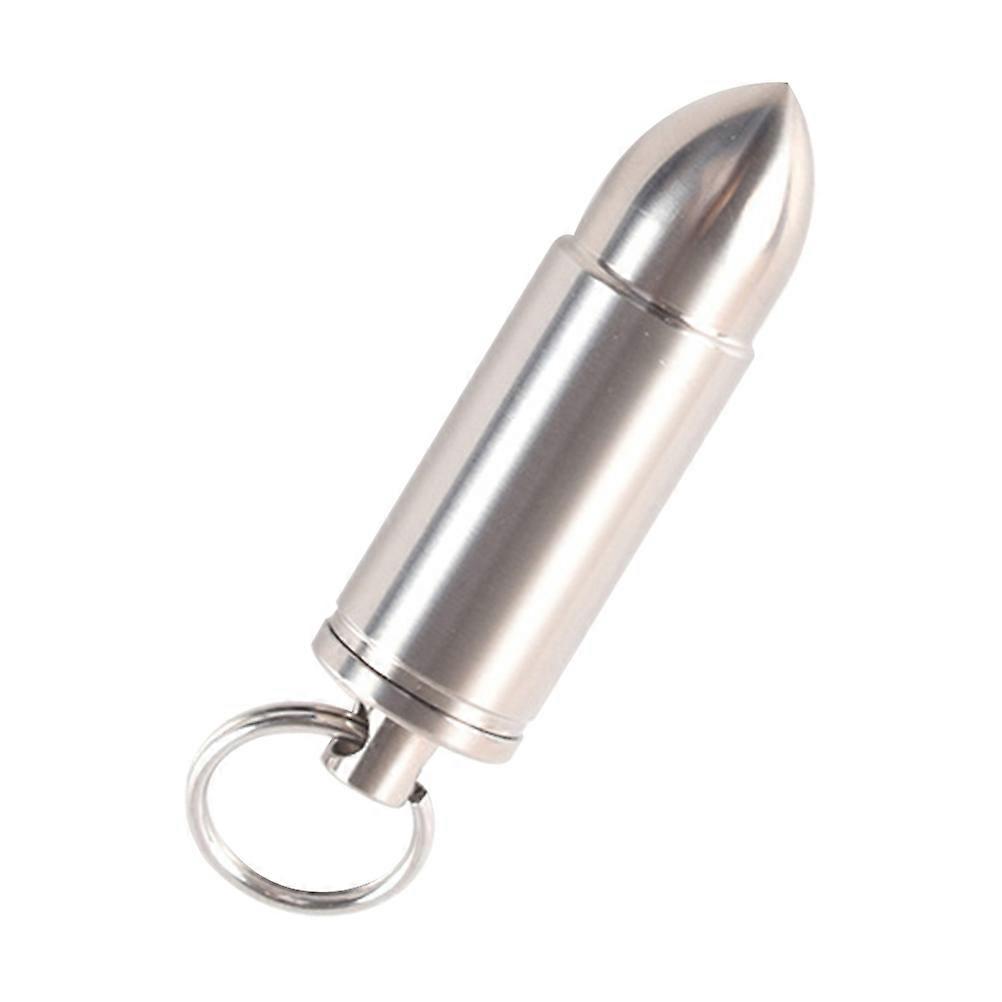 Titanium Waterproof Pill Box Outdoor Use Container For Capsules Medium Silver Color Moisture-Proof 1Pack