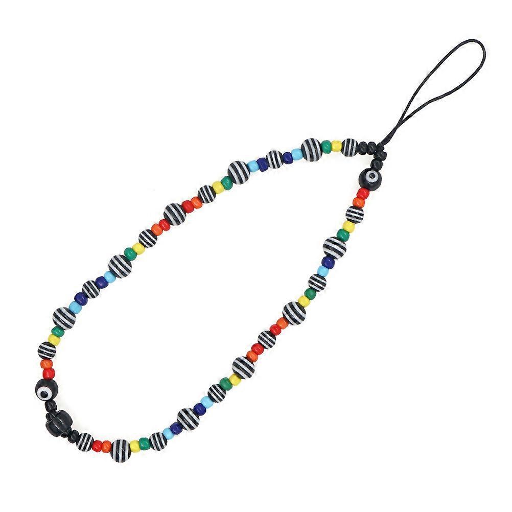 Lightweight Bohemia Beaded Phone Lanyard with Charm, Rainbow Design Wrist Strap for Mobile Devices, Easy Attach for Phones, Cameras