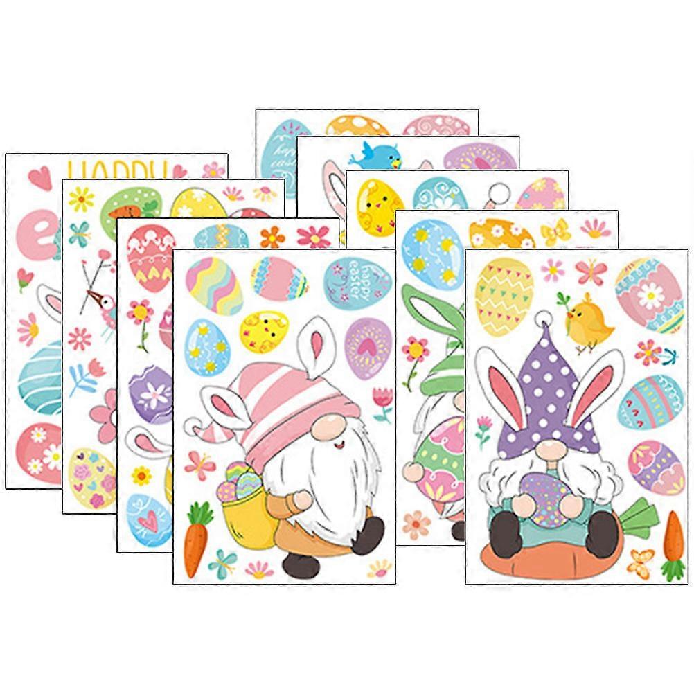 Easter Bunny Cling On Easter Wall Decals Square Multi Color 30X20CM Decorative 1 Set