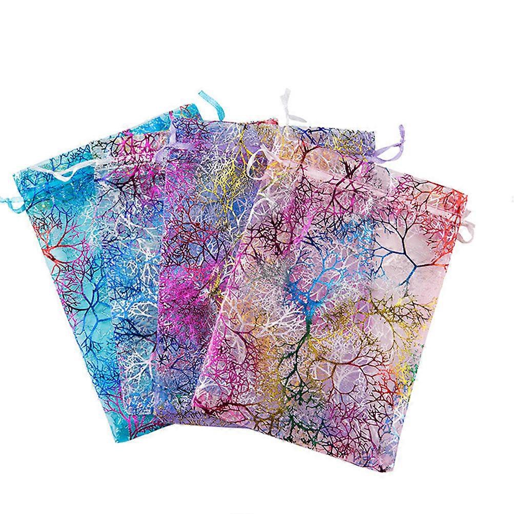 present Storage Bags Drawstring Pouches Assorted Color 9x12cm Party Supplies 100Pcs