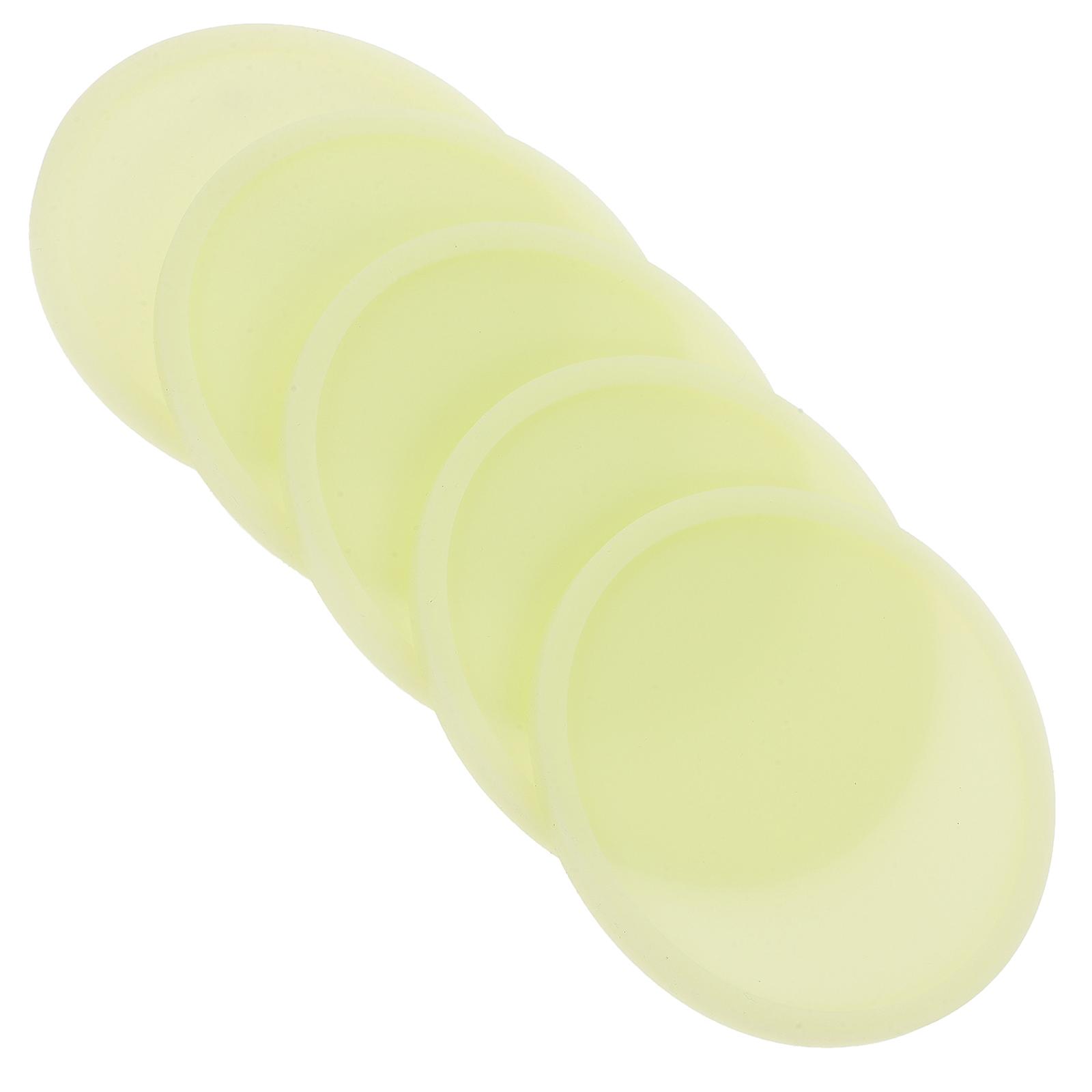 Luminous Silicone Coasters Non Slip Waterproof Cup Mats for Home Kitchen, Round Yellow Drink Pads 10x10cm Set of 5