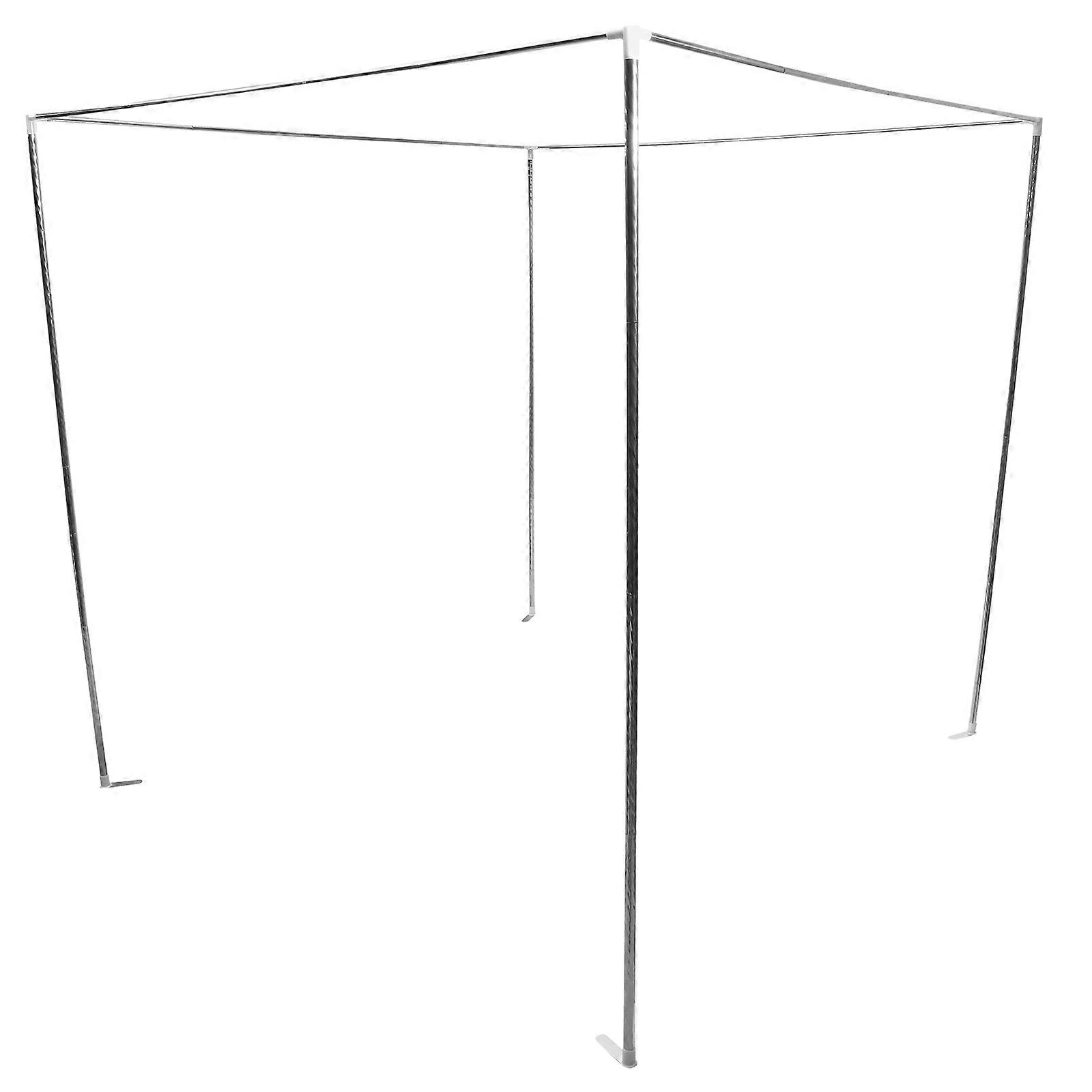 Canopy Posts Stainless Steel Bed Canopy Frame 220X200X200Cm Silver Rectangular Shape Mosquito Protection 1Set