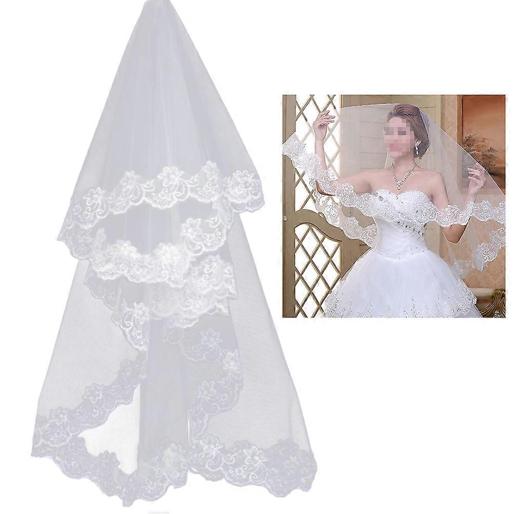 Long Lace Veil Bridal Accessory Elegant Beige 2.6M 1Pack