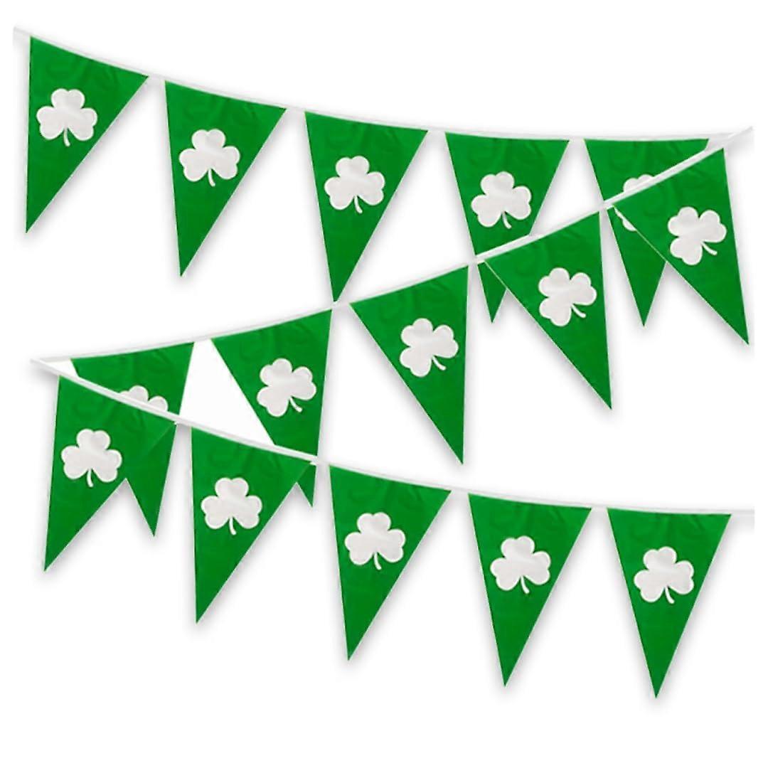 Irish Shamrock Bunting Banner 10m Weatherproof Clover Flags for St Patrick’s Day Garden Party Decor