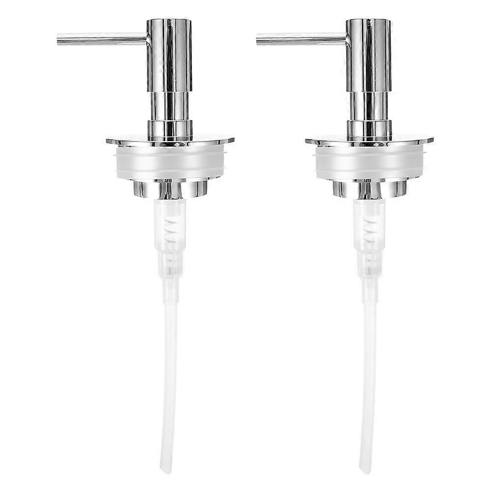 Pump Head Replacement Chrome Soap Dispenser Pump Leakproof Reusable Compact Design For Travel 2Set