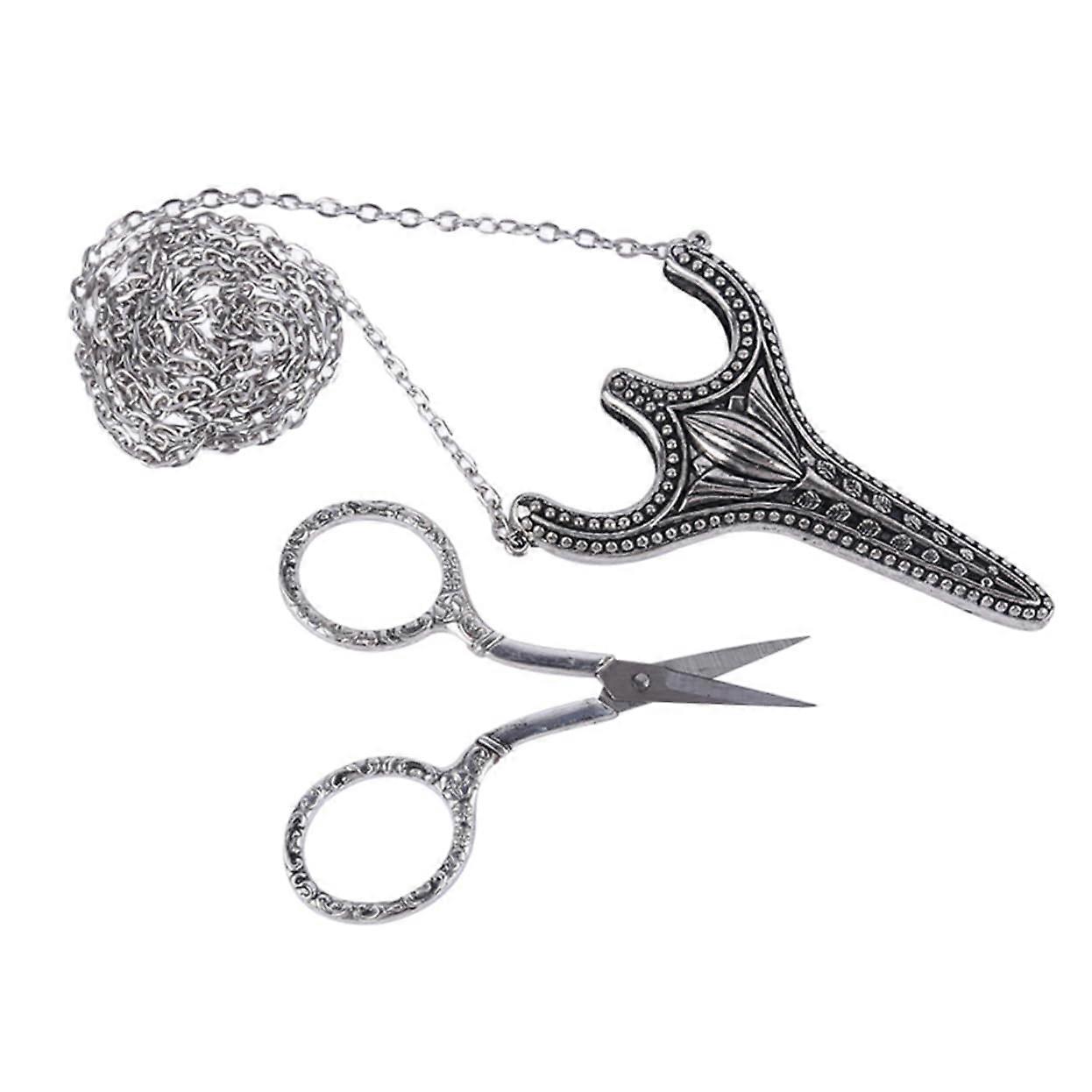 1Pc Retro Scissors Set, Chaining Scissors, Portable Chain Scissors, Silver, Retro Chain Scissors, Household Scissors
