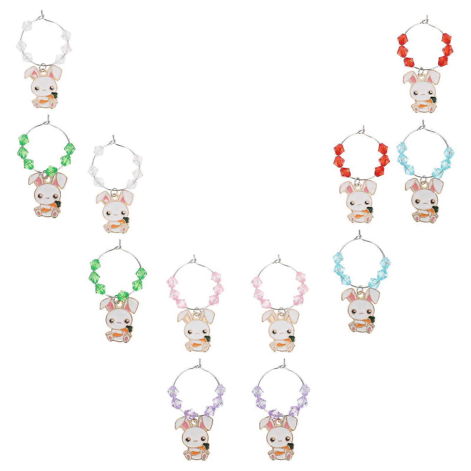 Drinking Glass Markers Wine Glass Decors Rabbit Shape Colorful Drink Markers 5x2.5x0.1cm Decoration Identification 12Pcs