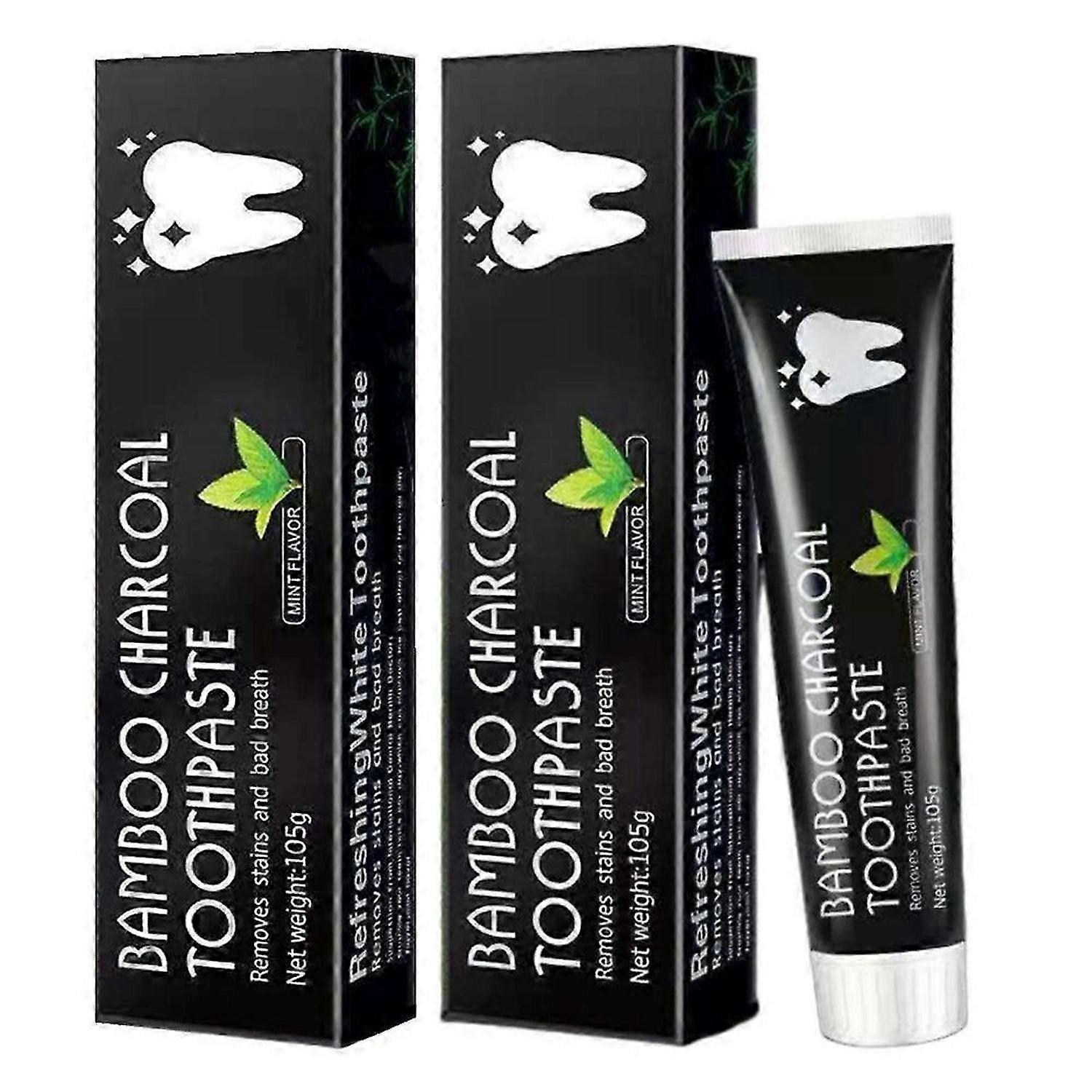 2pcs Bamboo Activated Charcoal Toothpaste Teeth Whitening Fluoride Free 105g