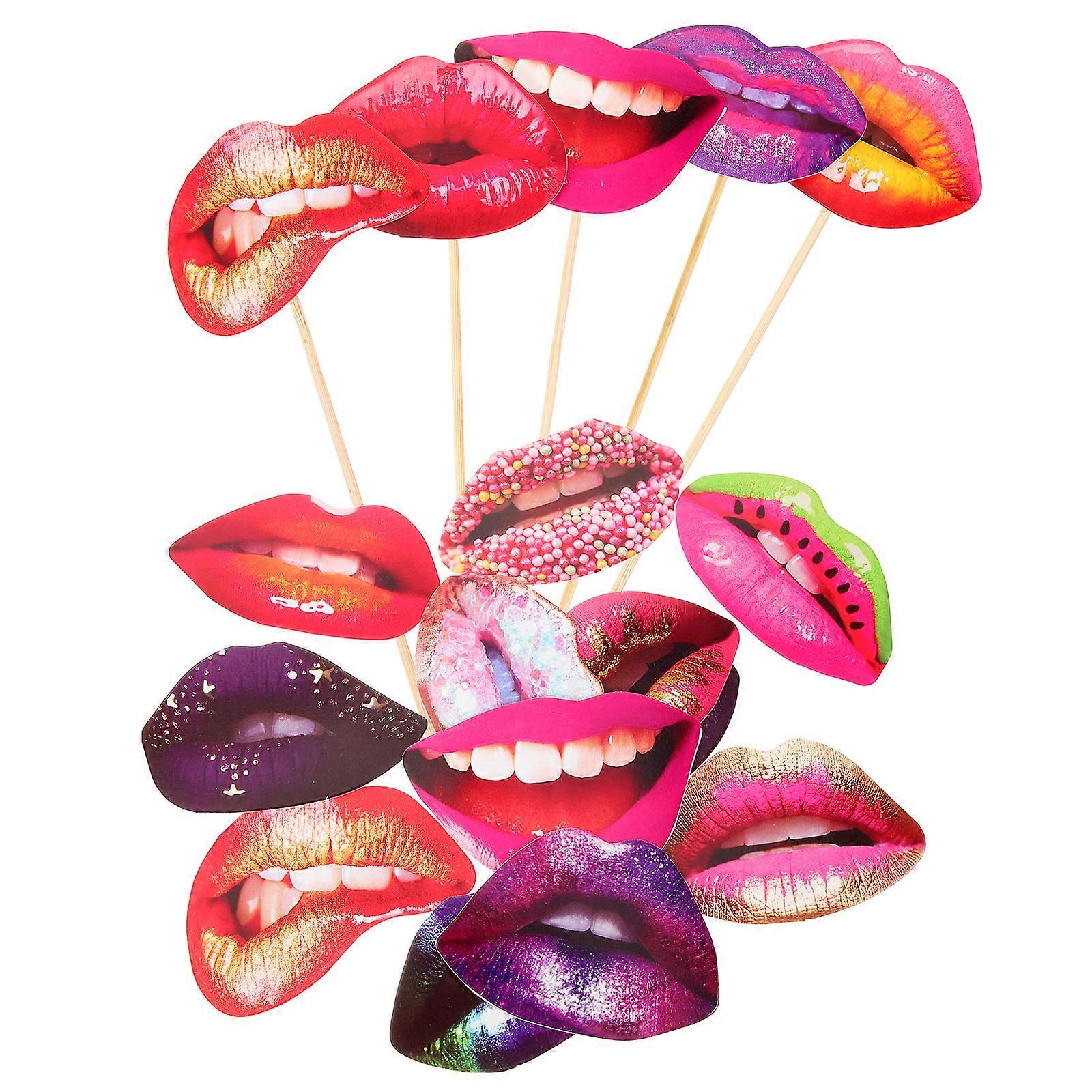 Funny Lips Props Creative Design Lips Photo Props Graduation Christmas Party 20x0.2cm 20 Pcs