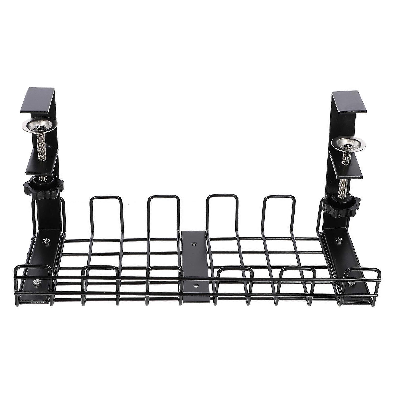 Cord Organizer Under Desk Iron Wire Cable Storage Rack 32.5x15cm Rectangular Shape 1Set