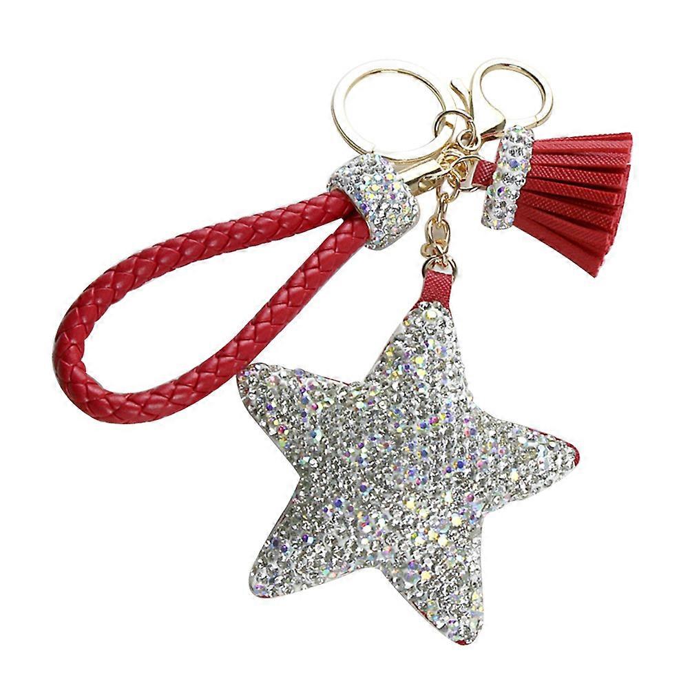 Porte-clés en forme d’étoile Porte-clés Pendentif Trous clés en cristal Pu Artisanat Ornements Utilisation quotidienne 1Pack