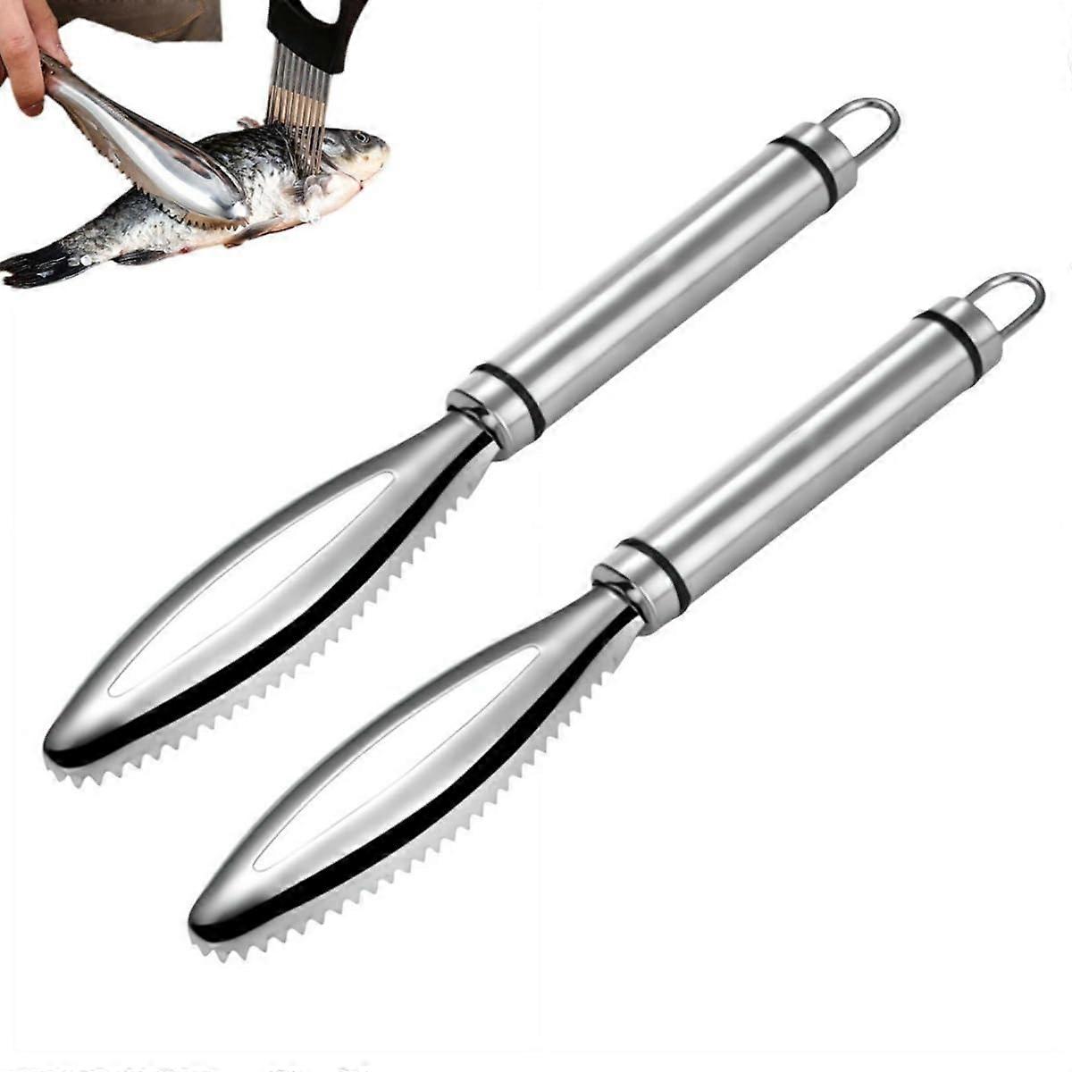 Fish Scale Scraper with Handle, Quick Cleaning, for Home, Kitchen, Restaurant, 2pcs