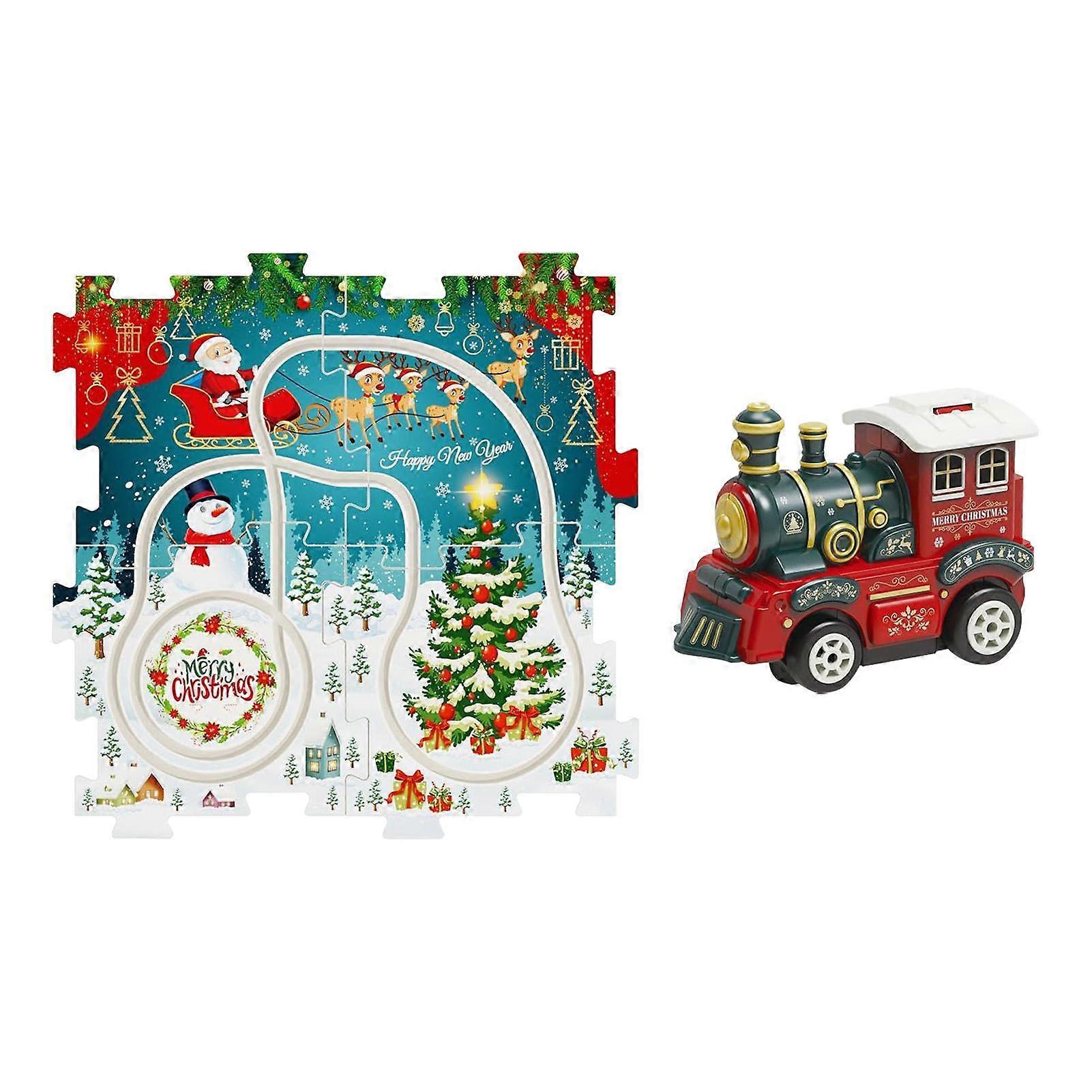 Schienenpuzzle mit Fahrzeug für Kinderautos | 5-teiliges Schienenset für Weihnachtsdekoration und Hand-Auge-Koordination