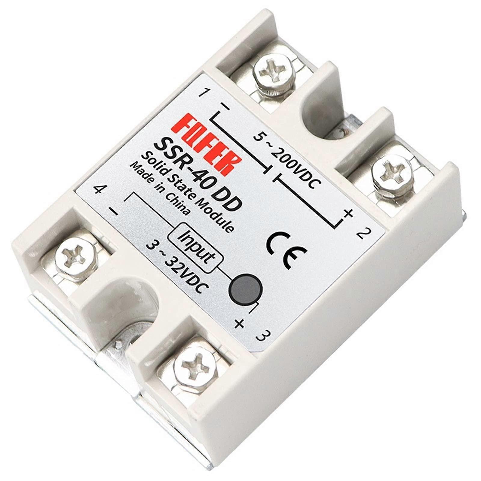 SSR 10DD/25DD/40DD DC control DC SSR singlephase semiconductor relay with white housing and without cover (Size : SSR100DD)