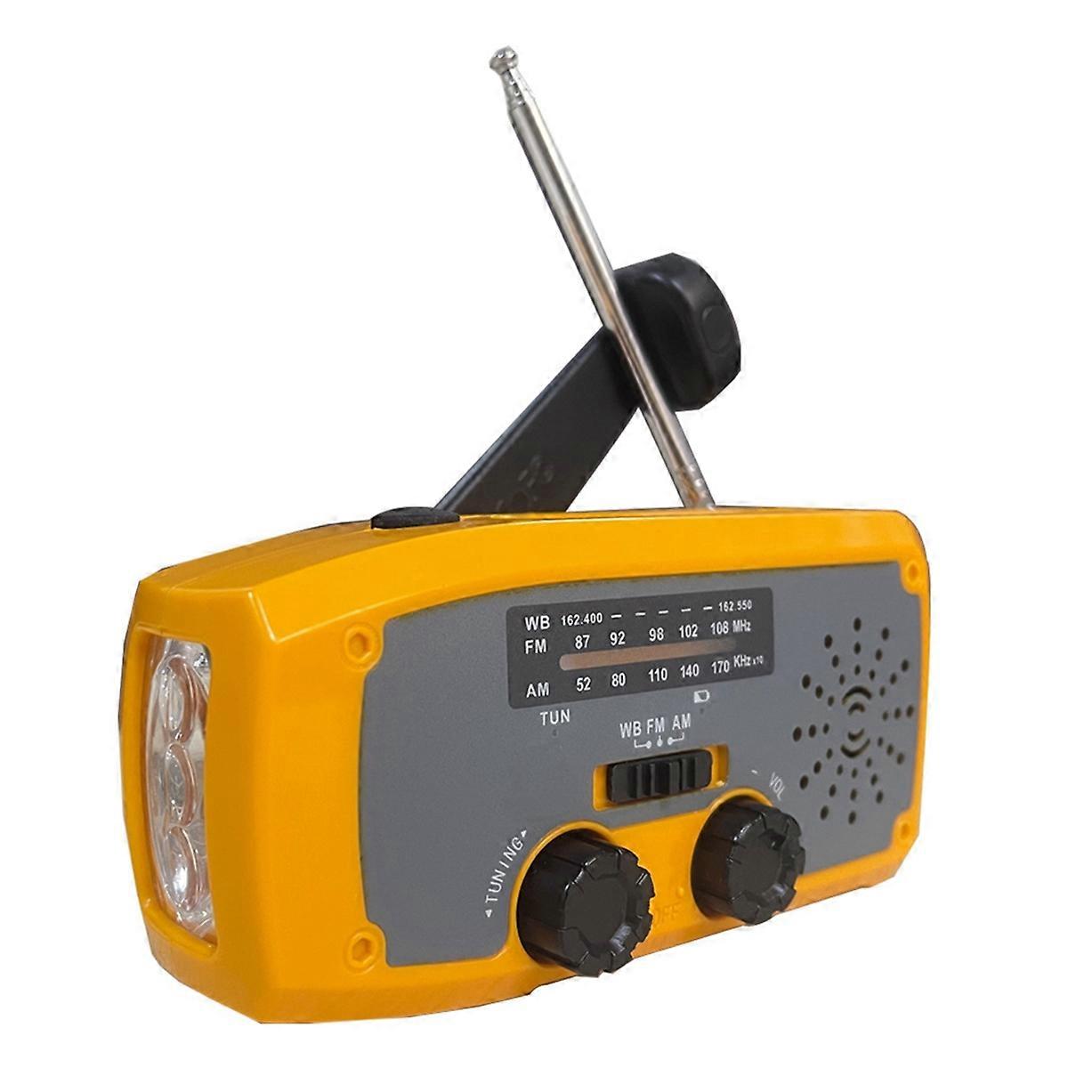 Emergency Solar Hand Crank Radio 2000mAh Portable NOAA/AM/FM Radio with LED Flashlight, SOS Alarm f