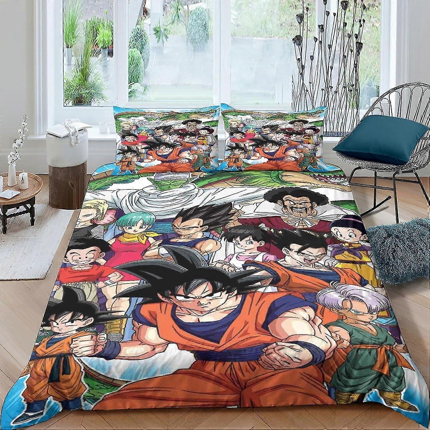 Anime Characters Bedding Set Duvet Cover Set 3 Pieces Soft Breathable Comforter Cover with Pillowcases Double