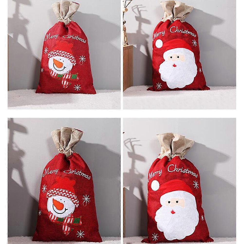 Holiday Wrapping Bag Linen Material Rectangular Shape Easy to Open and Close For Christmas 1Pcs