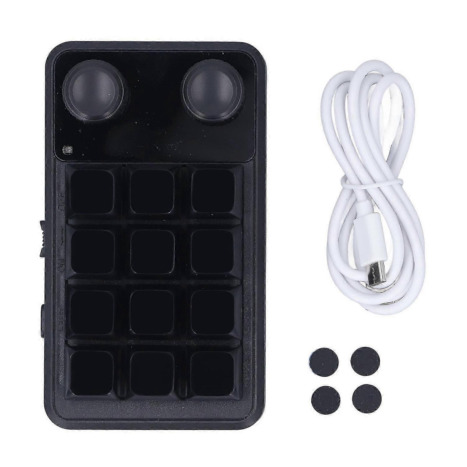 12 Keys Keyboard with RGB Light Dual Knobs Type C BT 2.4G Wireless Blue Switch Keyboard Programming Macro and Software