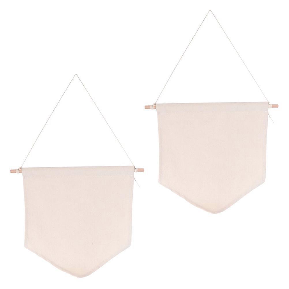 2pcs Beige Fabric Canvas Pennant for Badge Display and DIY Wall Banner Decoration