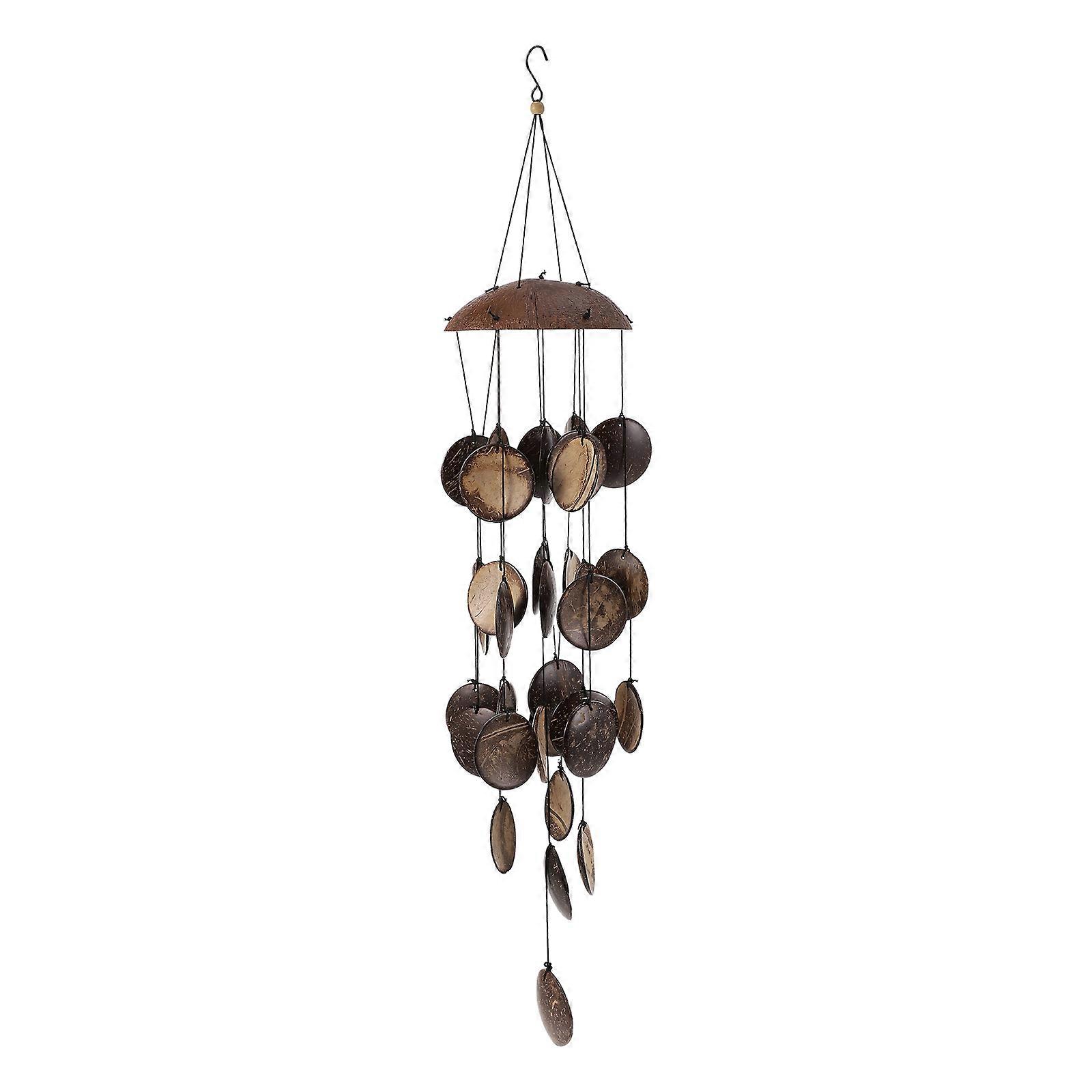 Creative Coconut Shell Wind Chimes Melodious Home Hanging Decor for Windows Brown Synthetic Material 1pc