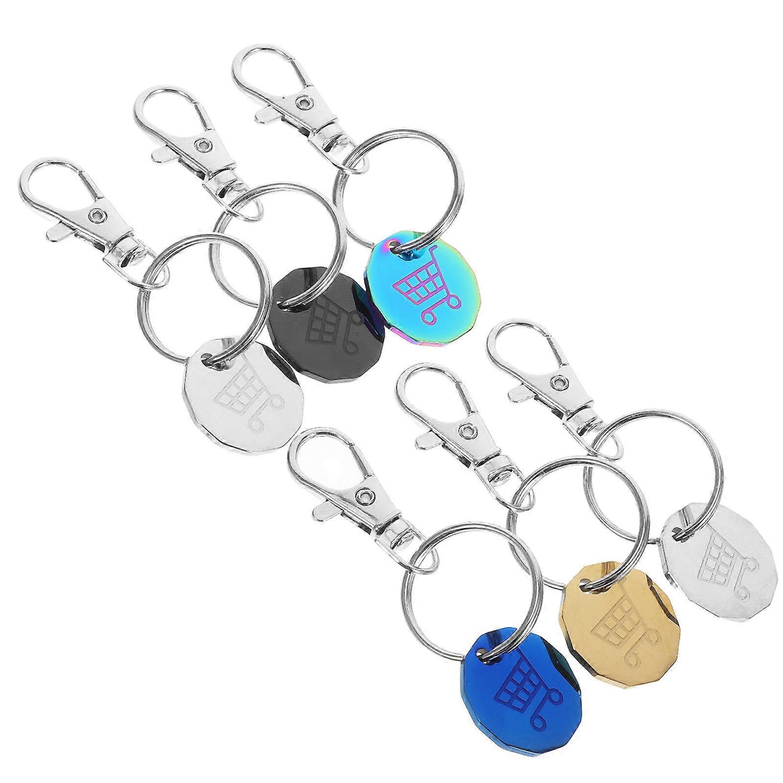 Shopping Cart Token Keychain for Shopping Trolley 6Pcs Stainless Steel Durable Design