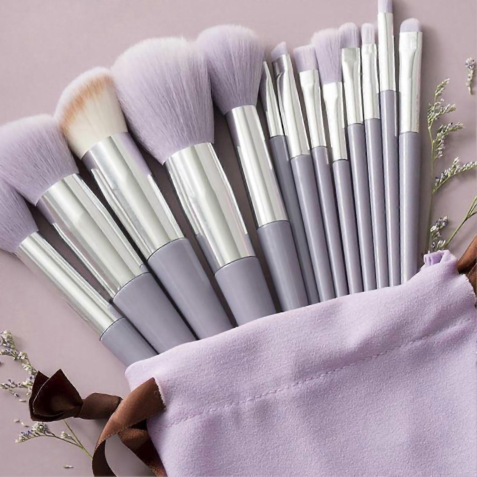 13pcs Set Make Up Brushes Tool Kit Handheld Soft Blending Cosmetics Brushes Kit for Face Powder Concealer Purple