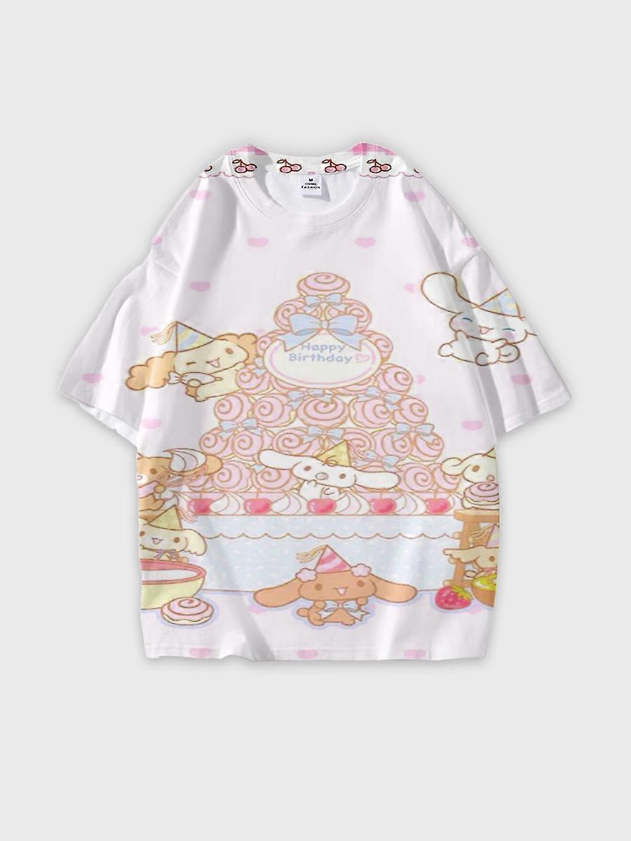 T-shirt round neck Pattern loose short sleeve JW1035