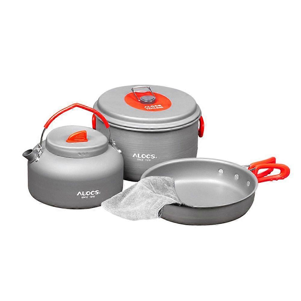 Outdoor Cookware Mess Kit Camping Cooking Pot Fry Pan and Kettle Set for Camping BackpackingYMHC