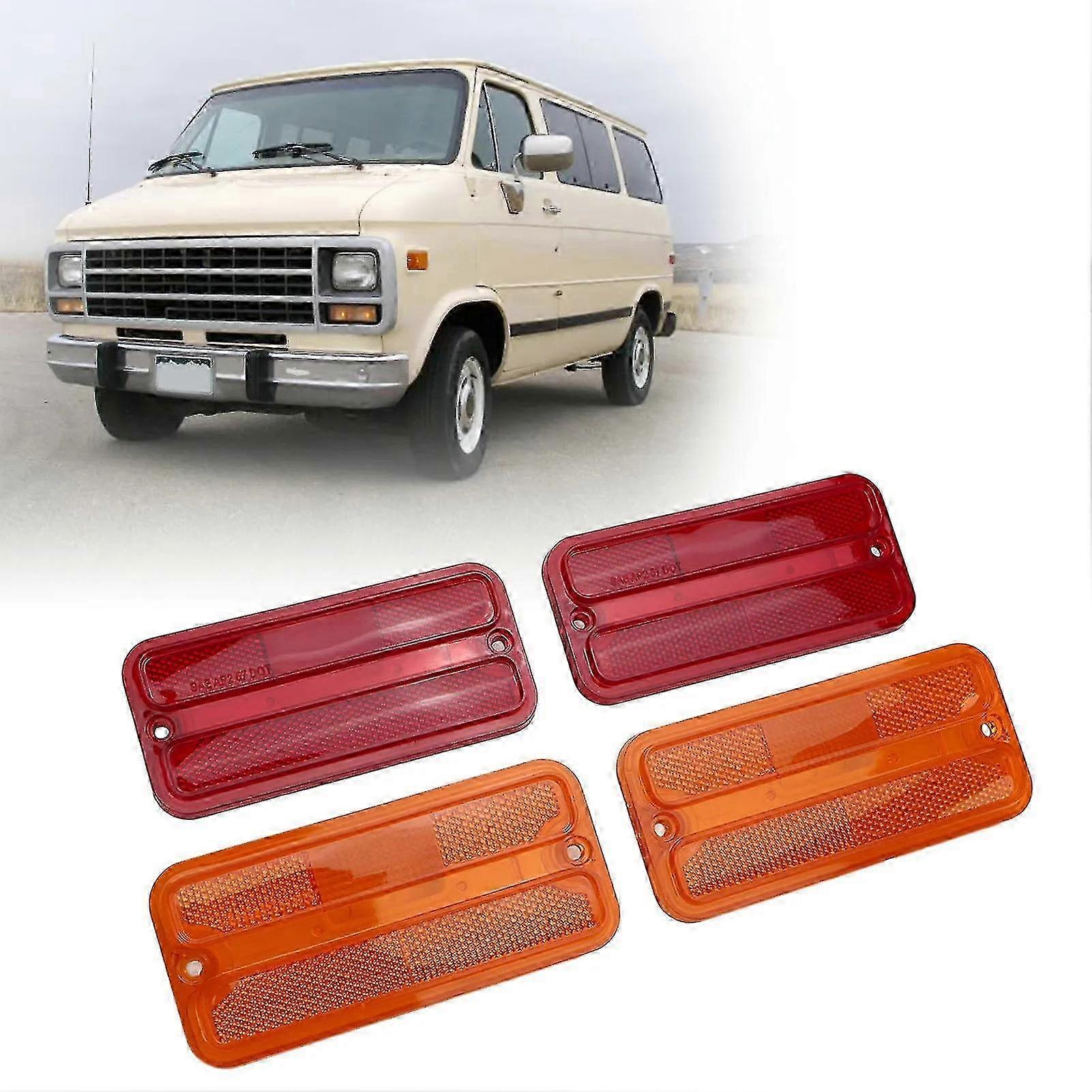 Front & Rear Side Marker Light Set Replacement for Chevy G-Series Van 1968-1972 - Complete Indicator Lamp Kit