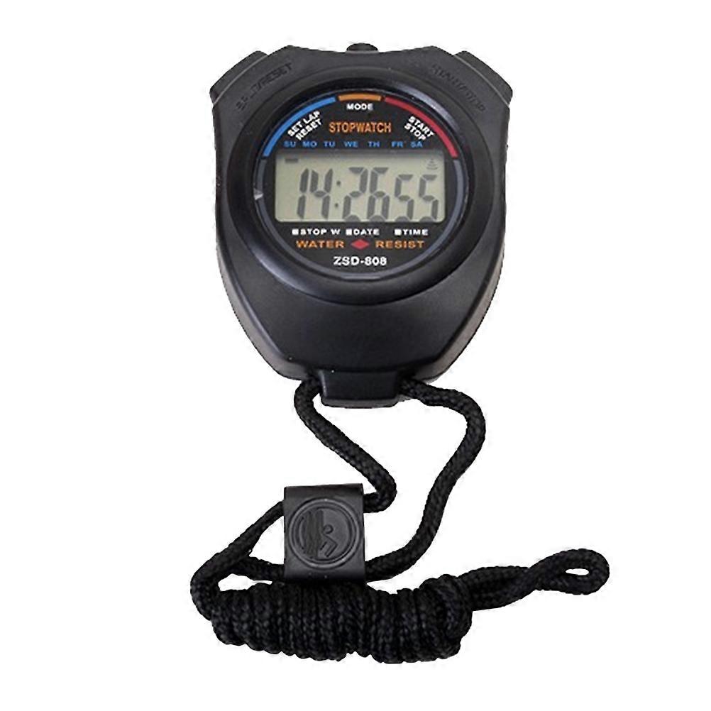 Handheld Stopwatch Timer Professional Movement Sports Multi-Function Electronic Timer with Metal Whistle Black 8.5x6.5x2cm 1 Set