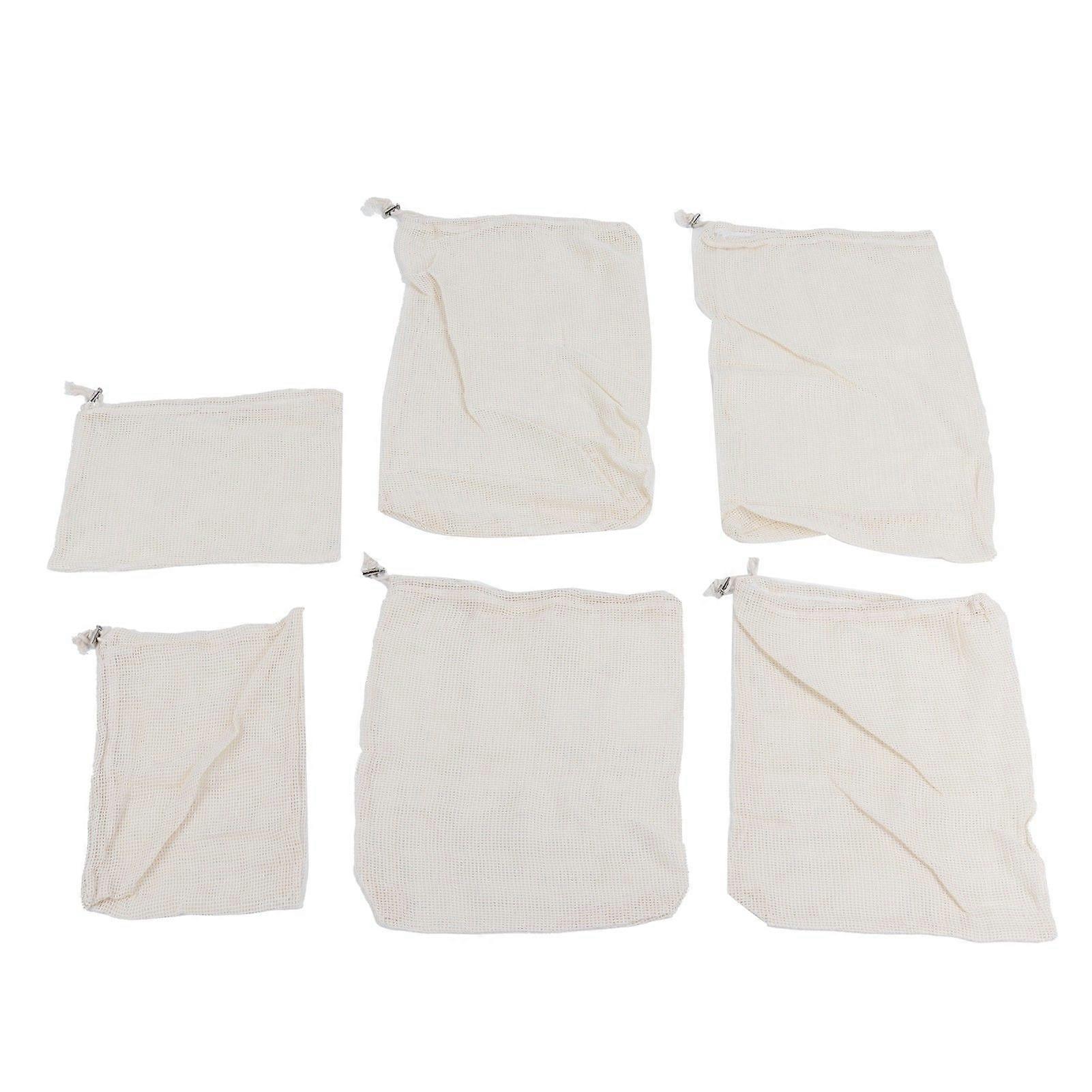 6PCS Fruit Drawstring Bag Fruit Grocery Storage Bag Reusable Single Drawstring Mesh Drawstring Bag