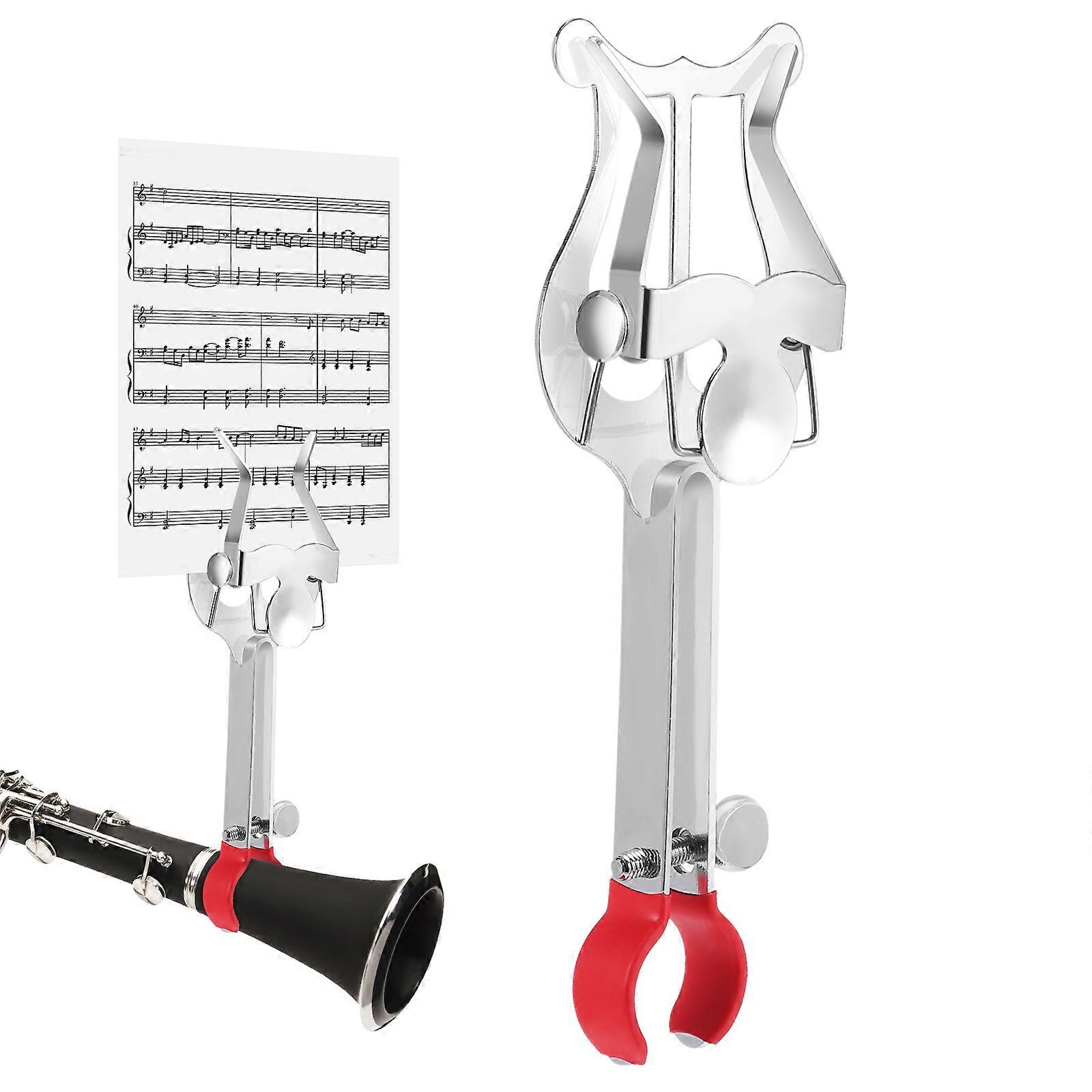 Silver Trumpet Lyre Sheet Music Clip Holder for Marching Band – Secure Grip Lightweight Portable Stand for Clarinet, Oboe & Wind Instruments