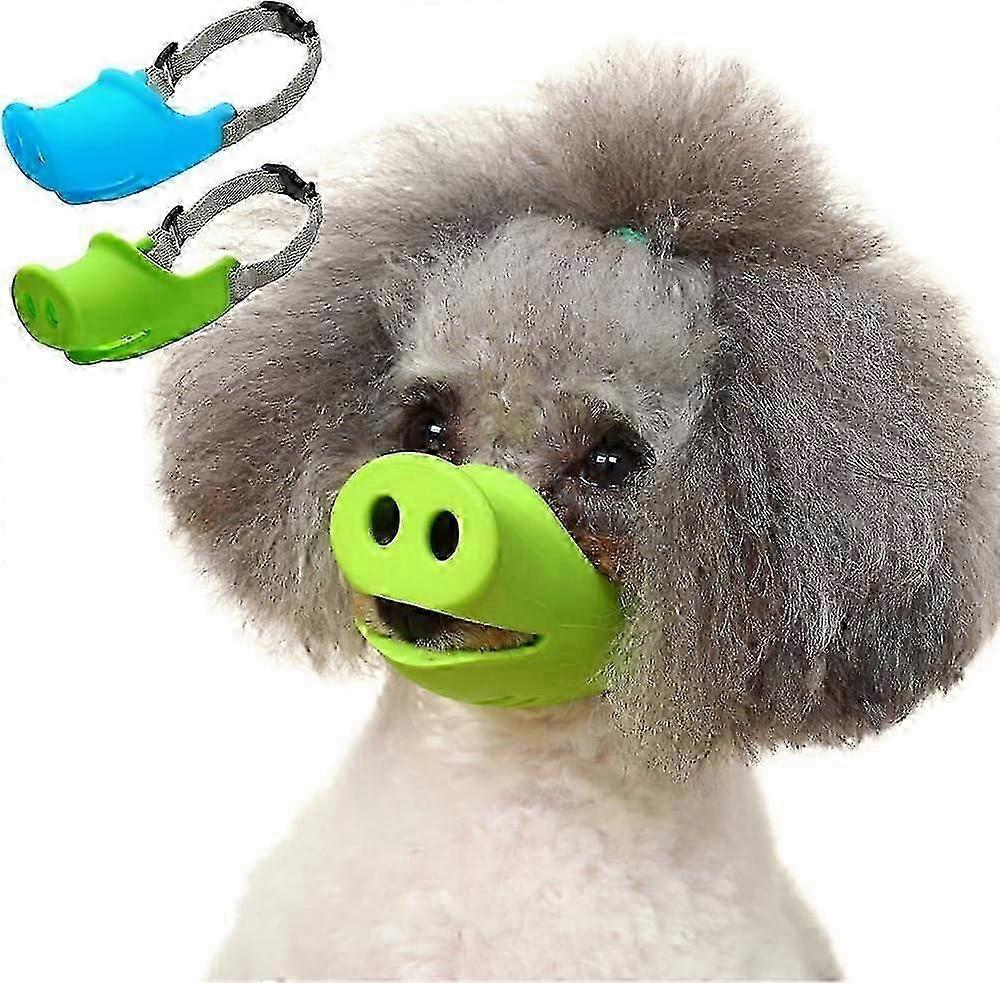 Cute pig nose adjustable anti-bite and anti-barking puppy muzzle pig nose design, soft and comfortable blue S