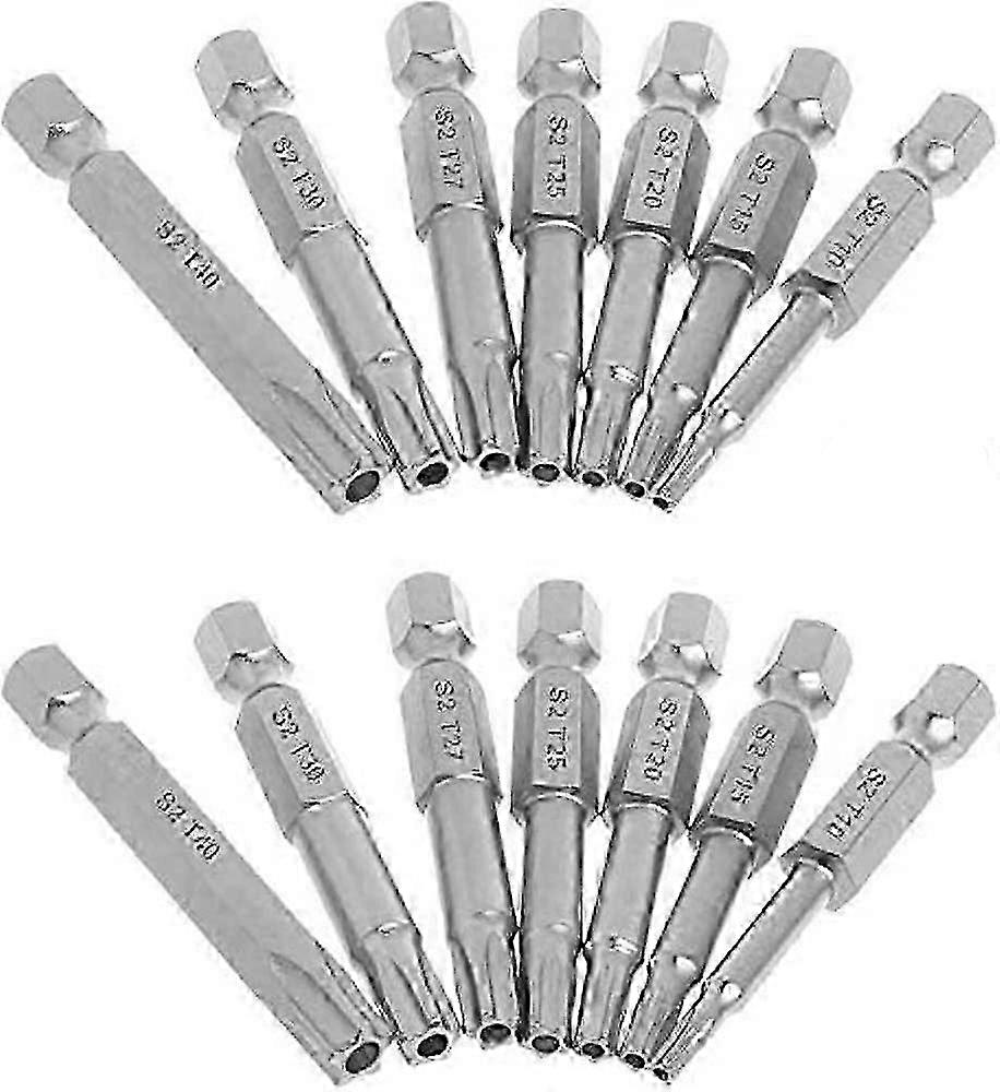 2025 2 Set 7pcs Hex Shank Torx Star 5 Point Bit Screwdriver T10-T40 Security Mag