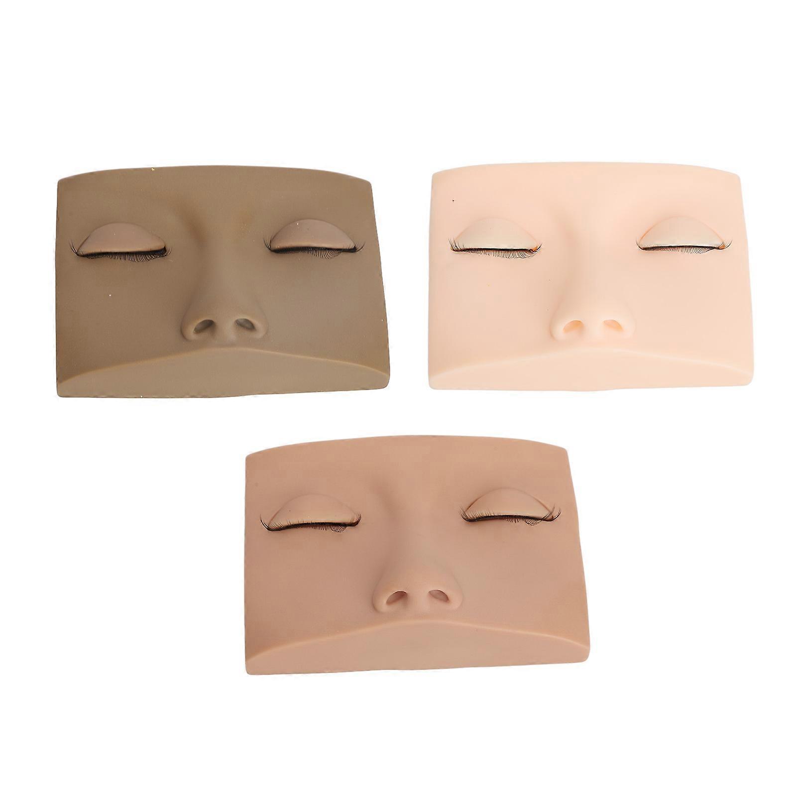 3 Colors Lash Mannequin Head Realistic Eyelash Practice Mannequin Head with 9 Pairs of Removable Replaced Eyelids