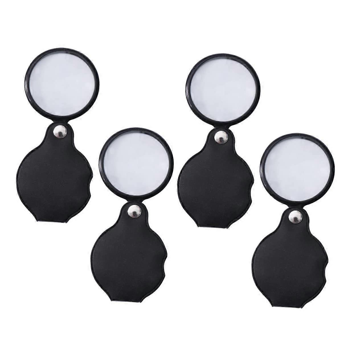 4 Pieces Folding Pocket Magnifier with Fan Magnification, Protective Case
