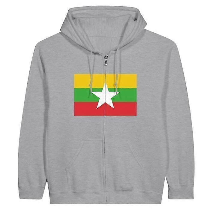 Hoodie - PIXELFORMA - Myanmar Flag - Gray - Comfortable - Durable