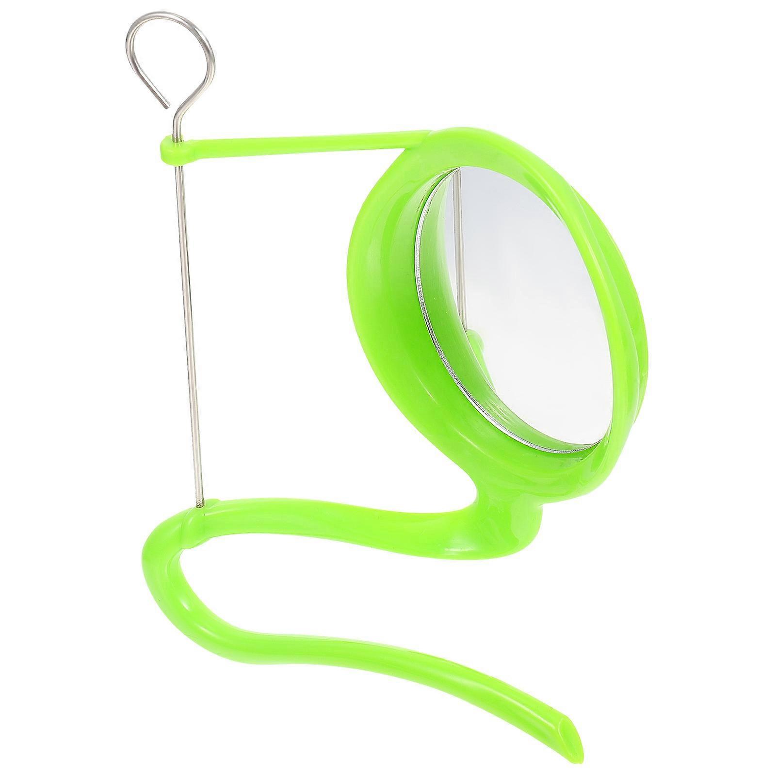 Bird Mirror Parrot Swing Toy Cage Environment Enrichment Green 12X11X1.5CM Mirror Reflection 2 Sets