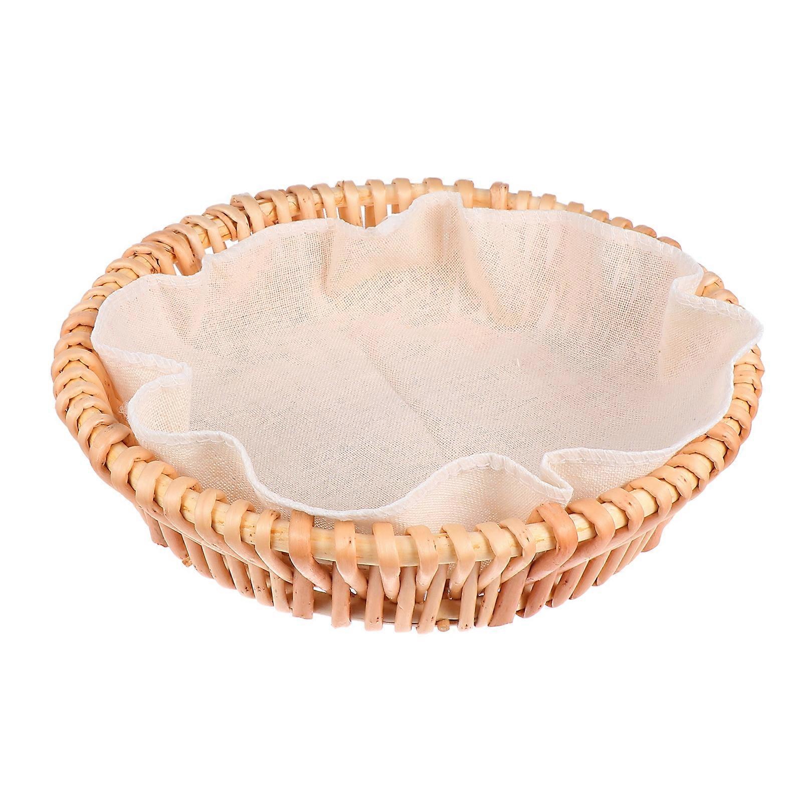 Bread Box Basket Natural Weaving For Home Use Fruit Gift Dessert Container Light Brown 9.8×9.8×2.6in 1Pair
