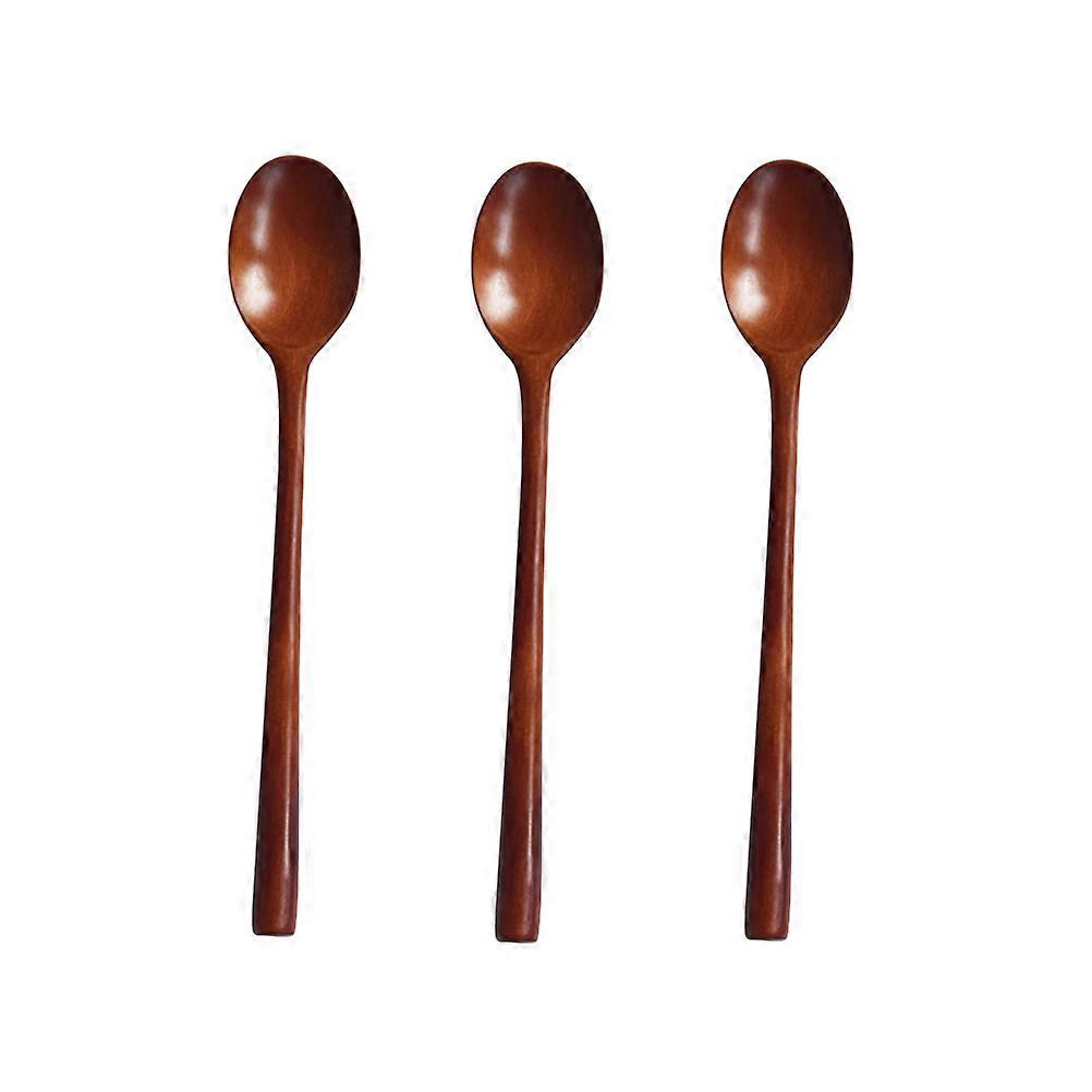 Wood Soup Spoons for Serving Brown Wood Tableware with Smooth Texture 3pcs