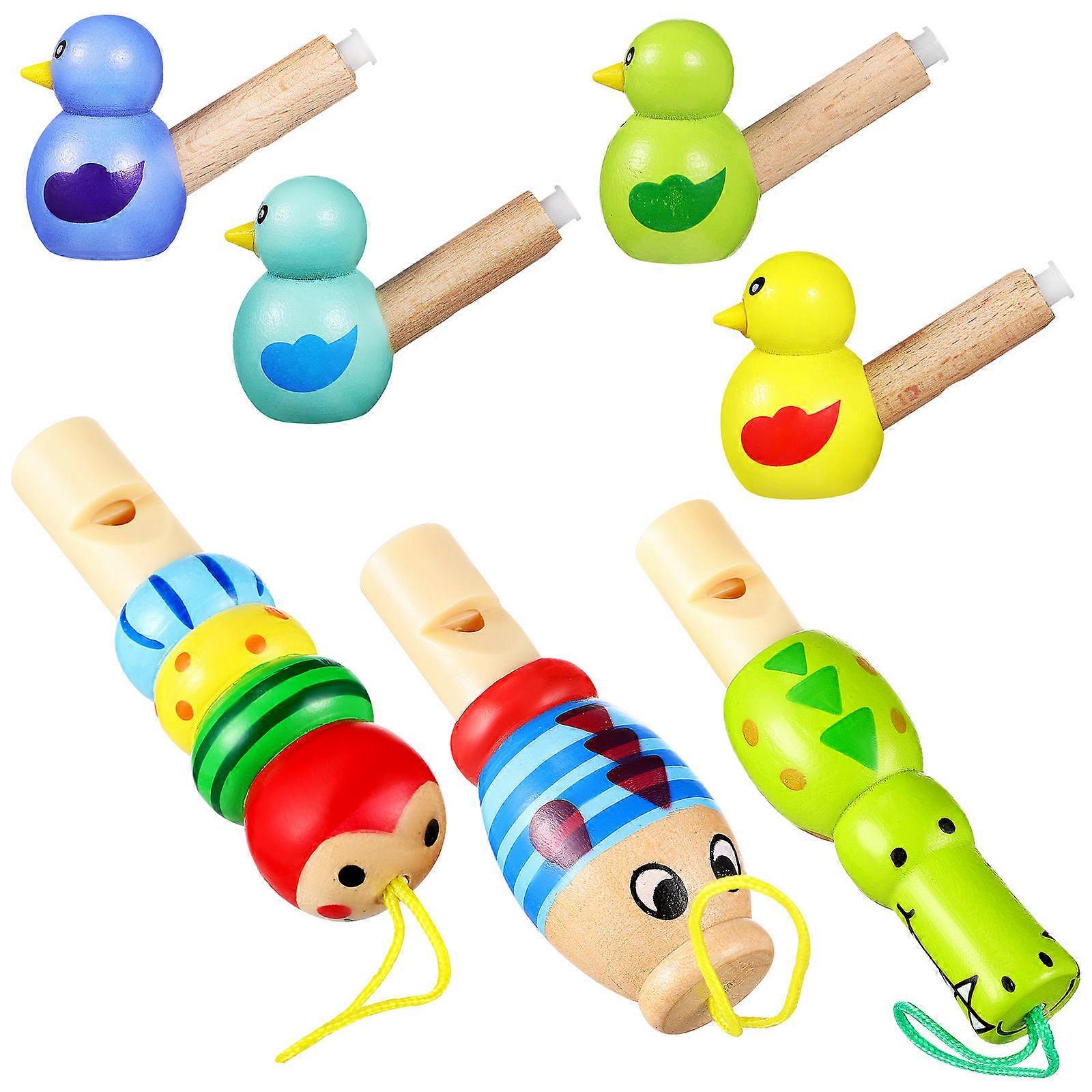 7 Piece Animal Whistles Set Loud Sound, Lightweight & Portable Musical Instruments for Educational Use, Safe Wood & PVC Design, Random Color