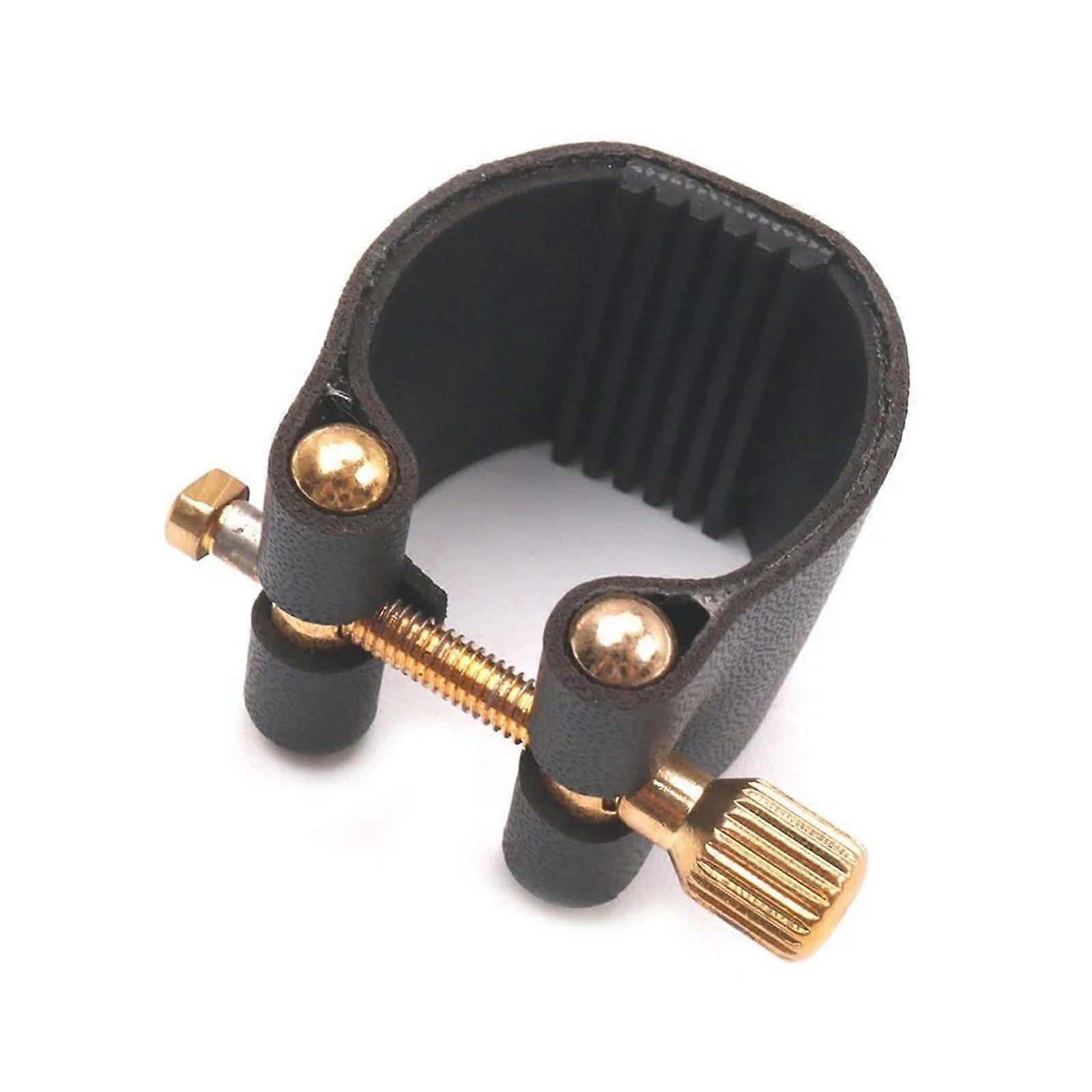 Alto Saxophone Mouthpiece Ligature, Saxophone Mouthpiece Leather Clasp Clip Ligature for Alto Sax Accessories, Metal Bakelite (Color: As Shown)