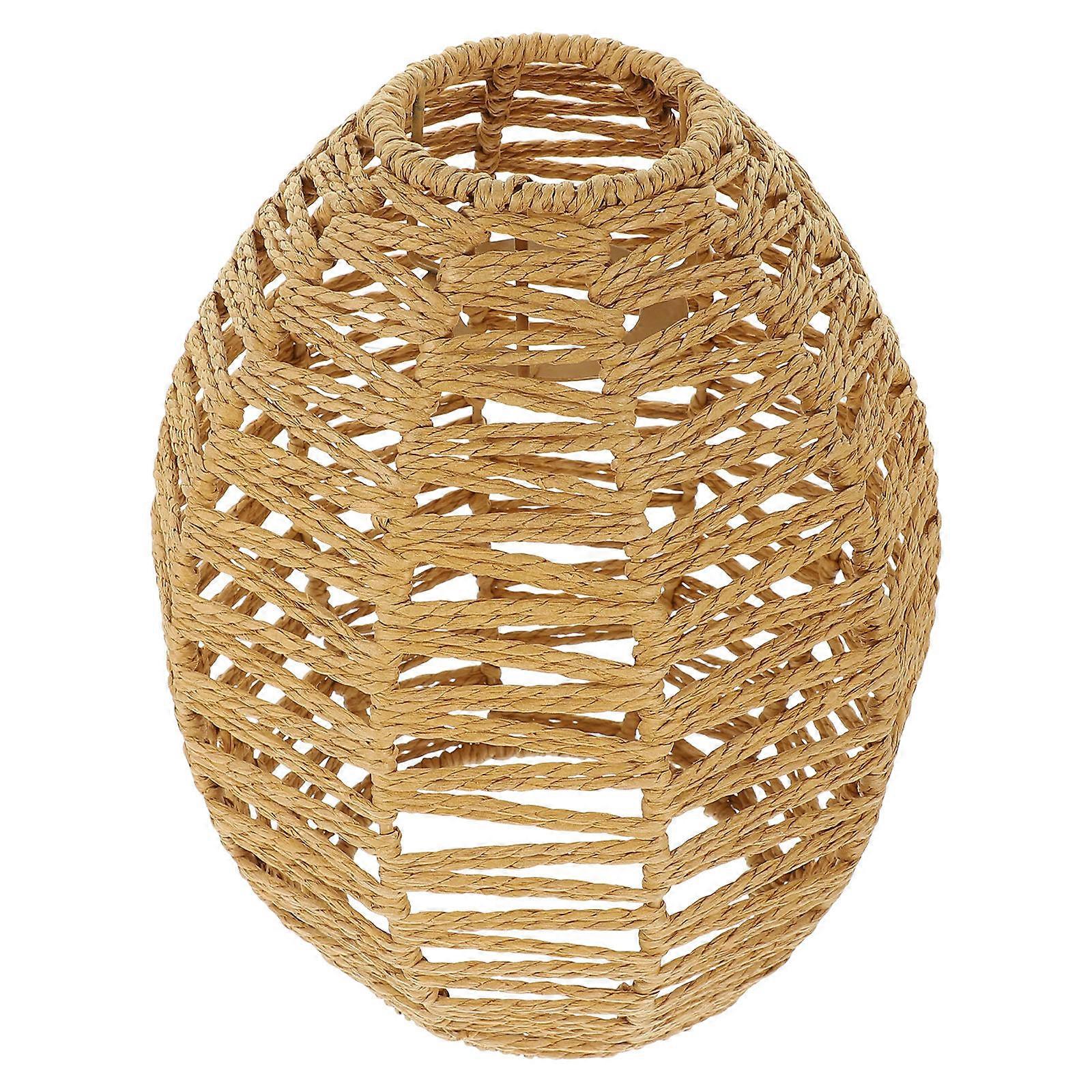 Rustic Khaki Woven Lampshade for Pendant Lamps with Natural Paper and Metal Design Perfect for Decor