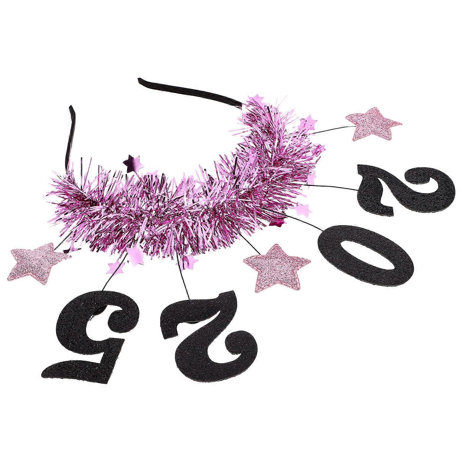 Rosy Glitter Garland Headband with Star Decor for Parties Lightweight Comfortable Fit 2025