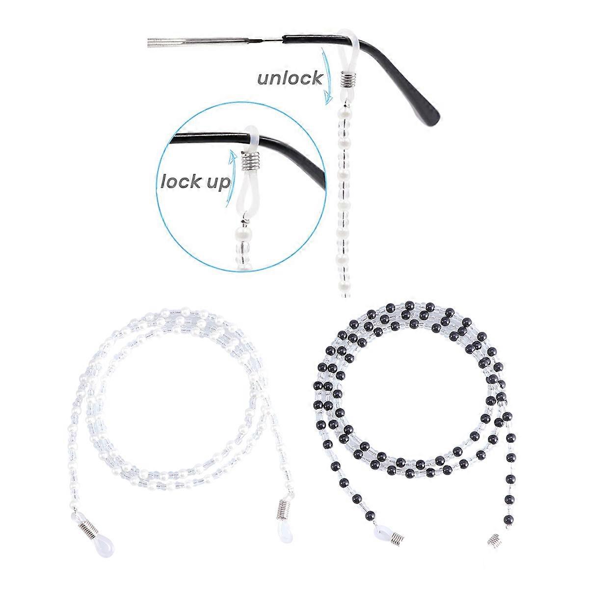 Eyeglass Neck Cord Beaded Style for Holding Glasses 2Pcs Assorted Colors